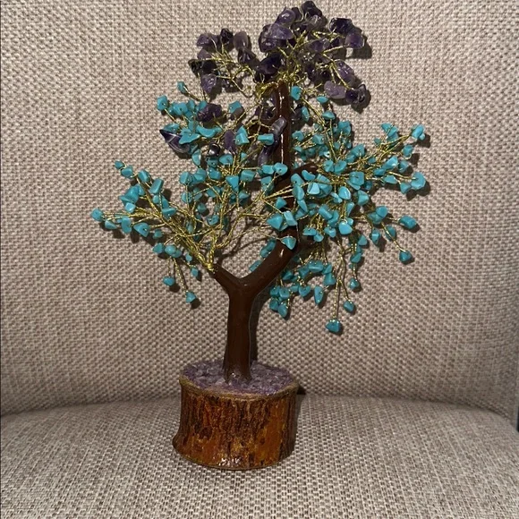 Turquoise Amethyst Tree of Life - Feng Shui Money Crystal - Natural Amethyst -l - Picture 4 of 5